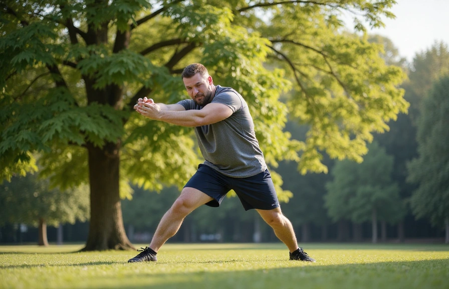 Man stretching after exercise, showing good health